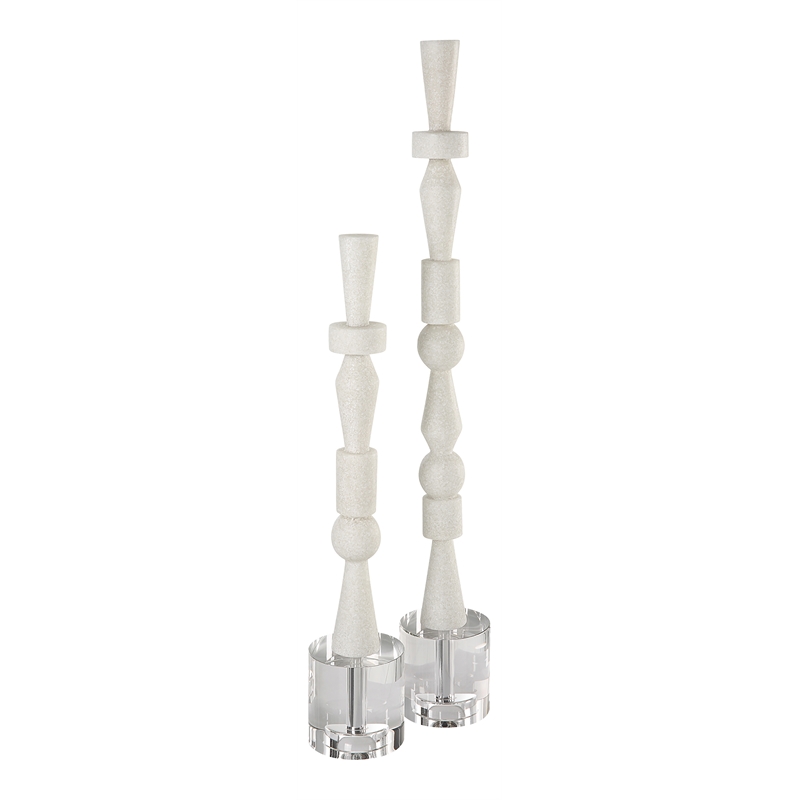 Uttermost Norte Transitional Rice Stone Resin Sculpture in White (Set of 2)