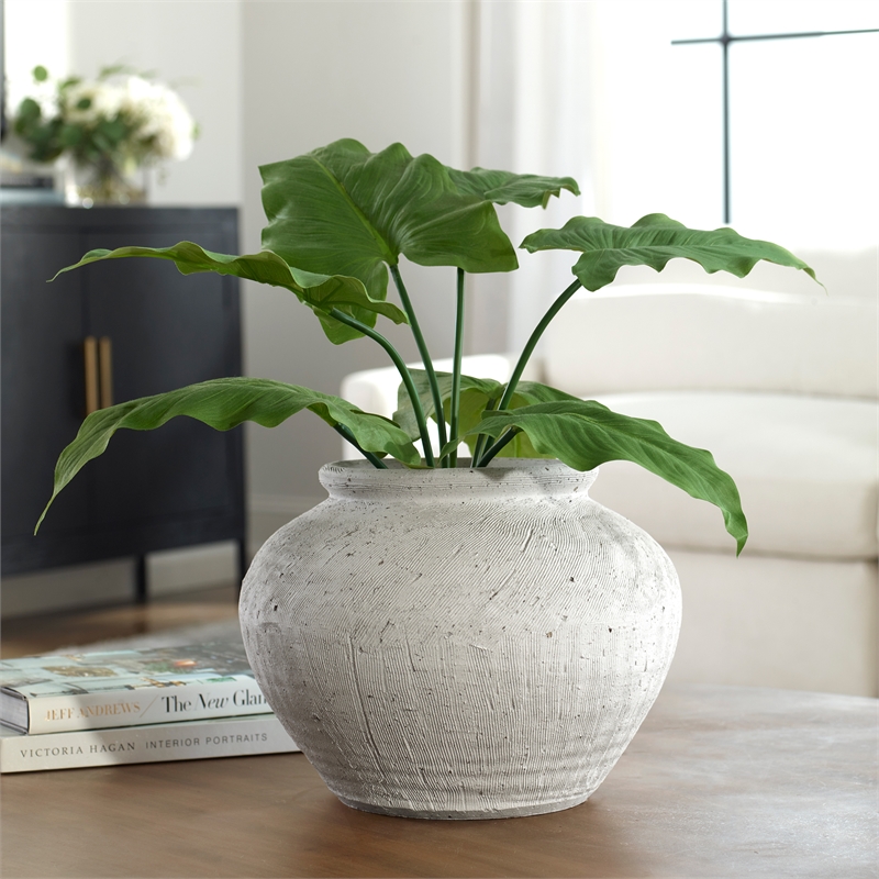 Uttermost Floreana Coastal Ceramic Round Decorative Vase in White