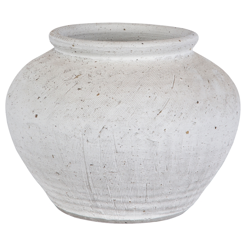Uttermost Floreana Coastal Ceramic Round Decorative Vase in White