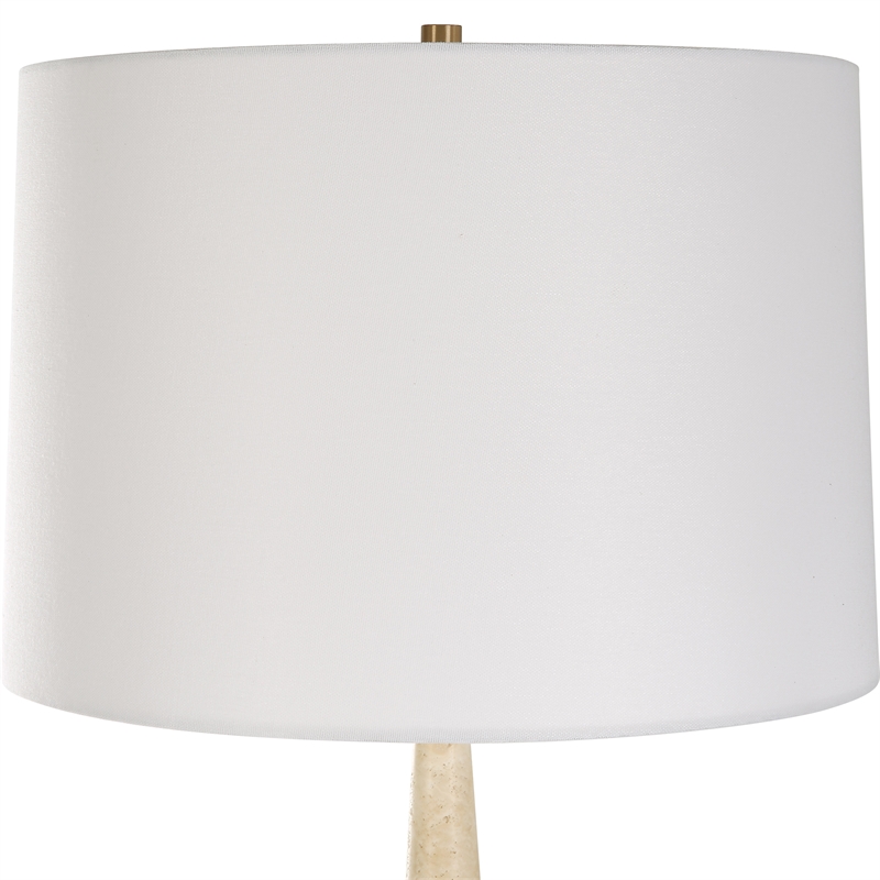 Uttermost Palu Coastal Iron Metal and Fabric Table Lamp in Brass/White