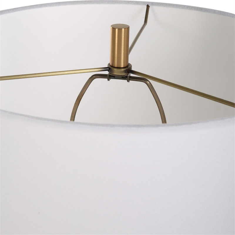 Uttermost Palu Coastal Iron Metal and Fabric Table Lamp in Brass/White