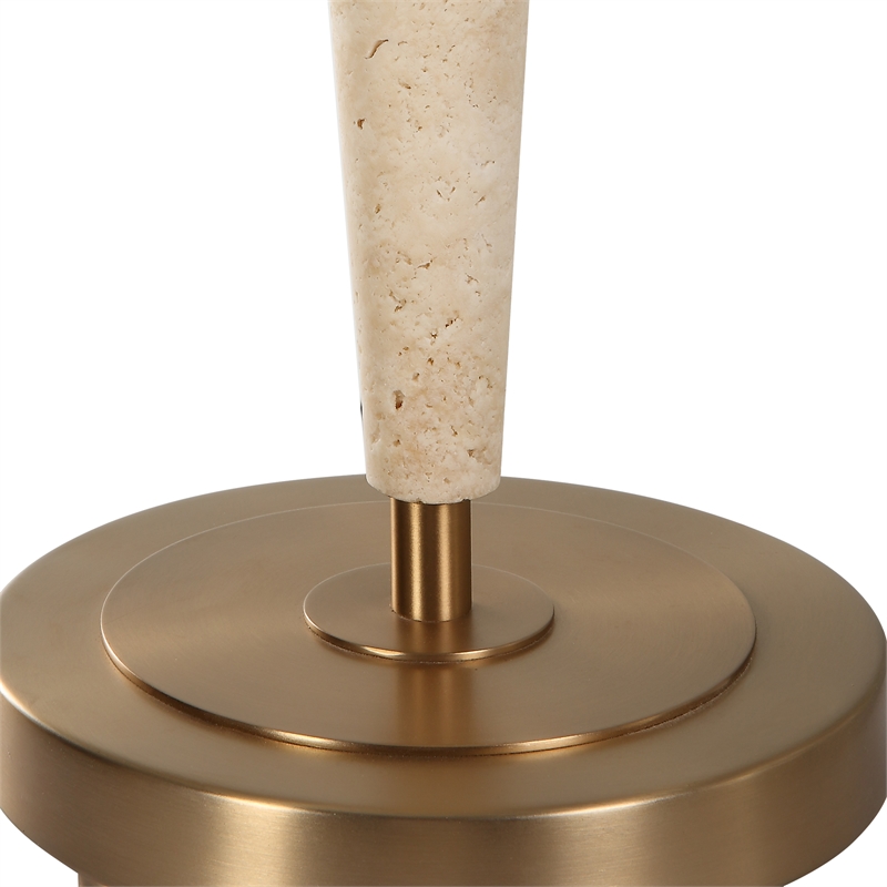 Uttermost Palu Coastal Iron Metal and Fabric Table Lamp in Brass/White