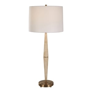 Uttermost Palu Coastal Iron Metal and Fabric Table Lamp in Brass/White