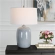 Uttermost Jubilee Coastal Ceramic and Fabric Table Lamp in Blue/Nickel