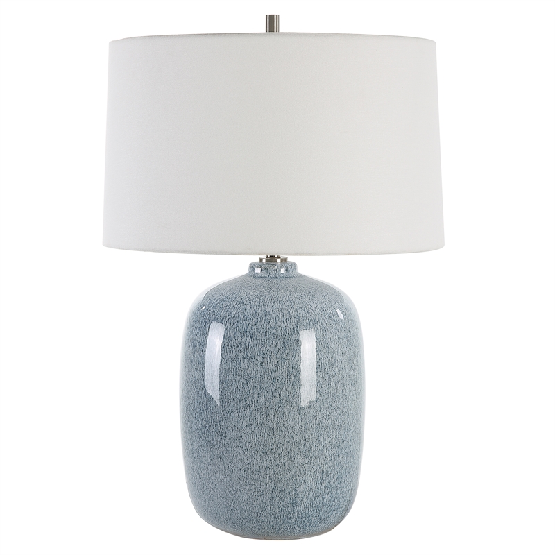 Uttermost Jubilee Coastal Ceramic and Fabric Table Lamp in Blue/Nickel