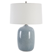 Uttermost Jubilee Coastal Ceramic and Fabric Table Lamp in Blue/Nickel