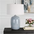 Uttermost Jubilee Coastal Ceramic and Fabric Table Lamp in Blue/Nickel
