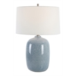 Uttermost Jubilee Coastal Ceramic and Fabric Table Lamp in Blue/Nickel