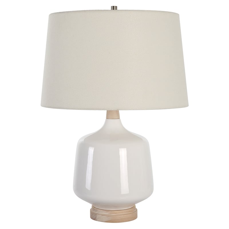 Uttermost Opal Coastal Ceramic and Fabric Table Lamp in White