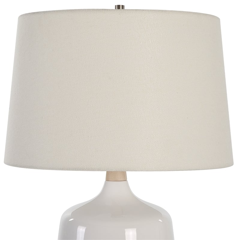 Uttermost Opal Coastal Ceramic and Fabric Table Lamp in White