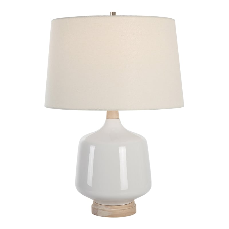 Uttermost Opal Coastal Ceramic and Fabric Table Lamp in White