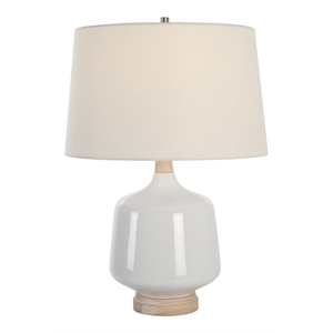 Uttermost Opal Coastal Ceramic and Fabric Table Lamp in White