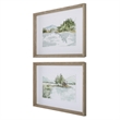 Uttermost Serene Traditional Wood Lake Framed Print in Gray (Set of 2)