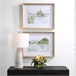 Uttermost Serene Traditional Wood Lake Framed Print in Gray (Set of 2)