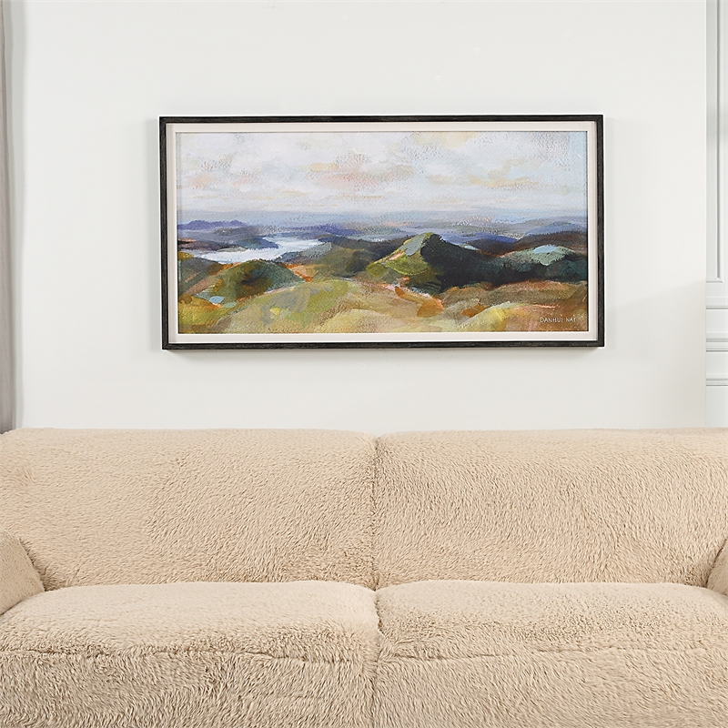 Uttermost Above Traditional Wood Lake Framed Landscape Print in White/Black