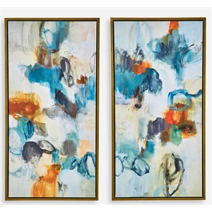 Uttermost Casual Moments Wood & Canvas Art in Gold/Multi-Color (Set of 2)