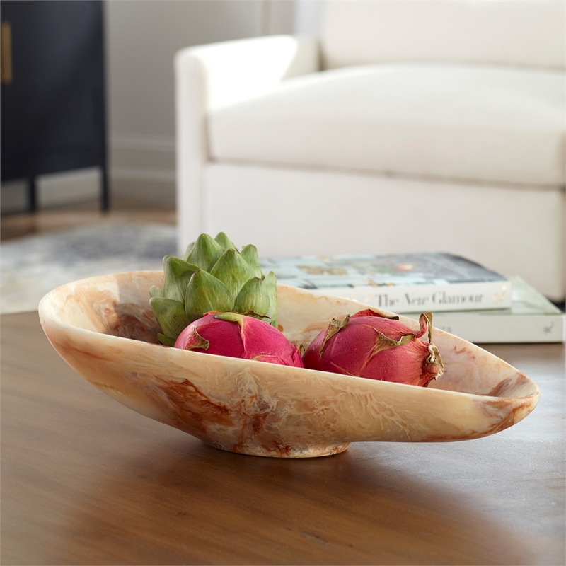Uttermost Marchena Mid-Century Resin Decorative Bowl in Brown/Tan