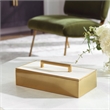 Uttermost Wessex Traditional Metal/Faux Shagreen Decorative Box in Brass/White