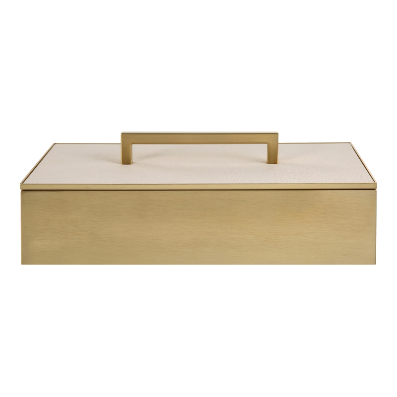 Uttermost Wessex Traditional Metal/Faux Shagreen Decorative Box in Brass/White