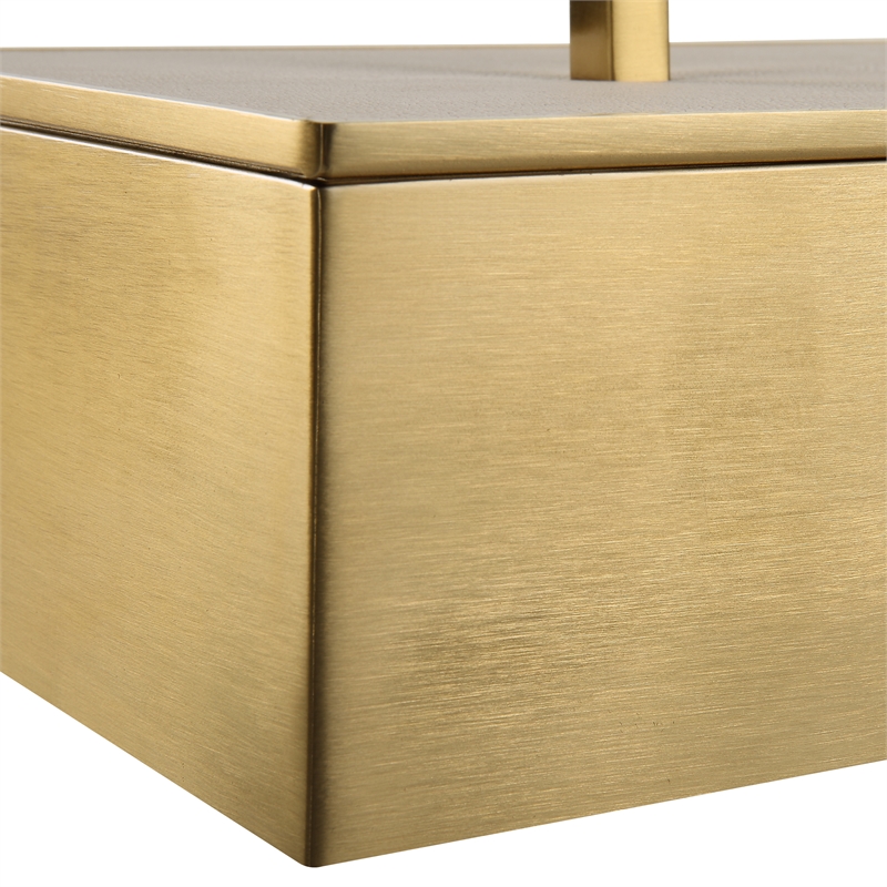 Uttermost Wessex Traditional Metal/Faux Shagreen Decorative Box in Brass/White
