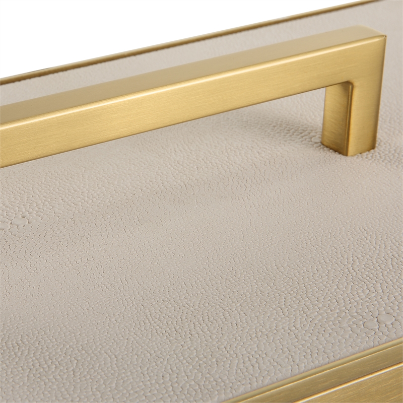 Uttermost Wessex Traditional Metal/Faux Shagreen Decorative Box in Brass/White