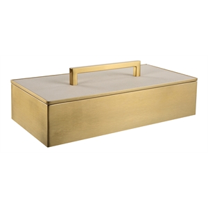 Uttermost Wessex Traditional Metal/Faux Shagreen Decorative Box in Brass/White