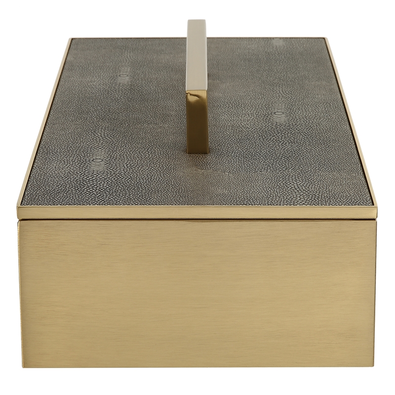 Uttermost Wessex Traditional Metal/Faux Shagreen Decorative Box in Brass/Black