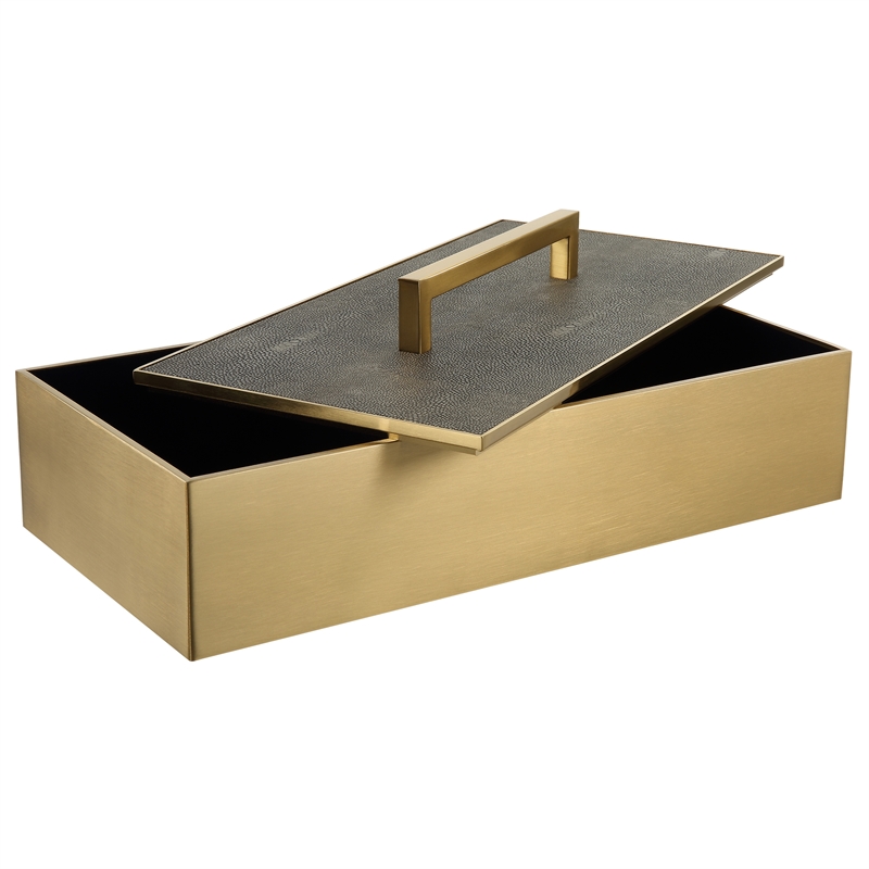Uttermost Wessex Traditional Metal/Faux Shagreen Decorative Box in Brass/Black