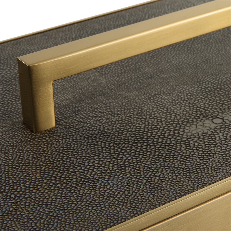 Uttermost Wessex Traditional Metal/Faux Shagreen Decorative Box in Brass/Black