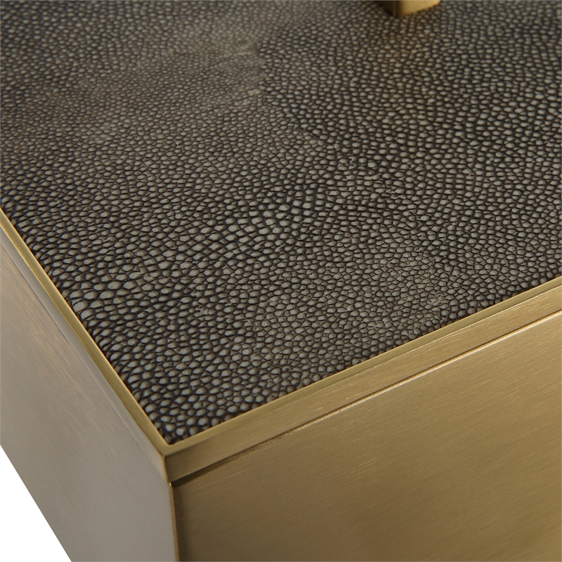 Uttermost Wessex Traditional Metal/Faux Shagreen Decorative Box in Brass/Black