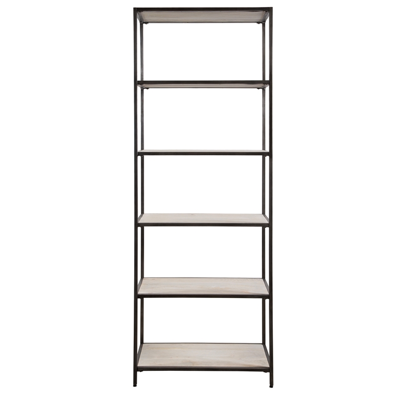 Uttermost Baldwin Contemporary Wood/Iron Etagere in White Wash/Black