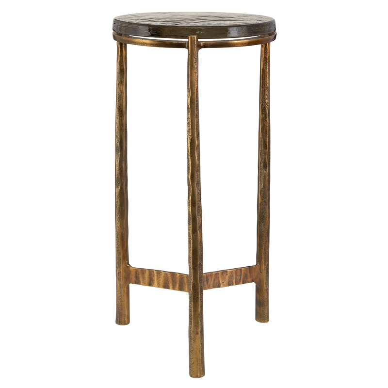 Uttermost Eternity Contemporary Aluminum/Glass Accent Table in Brass/Black