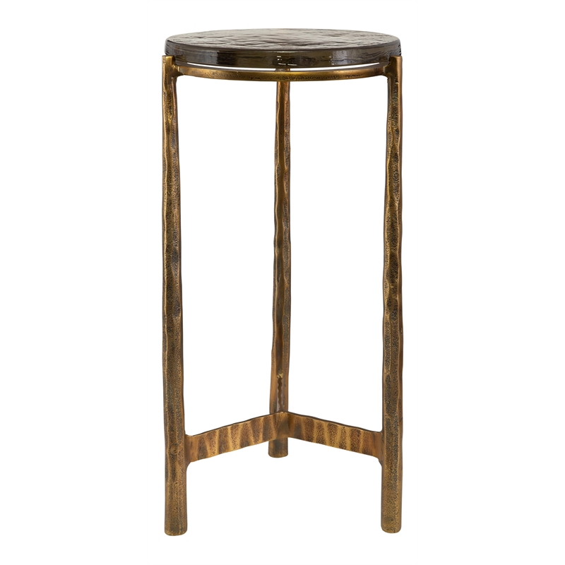 Uttermost Eternity Contemporary Aluminum/Glass Accent Table in Brass/Black