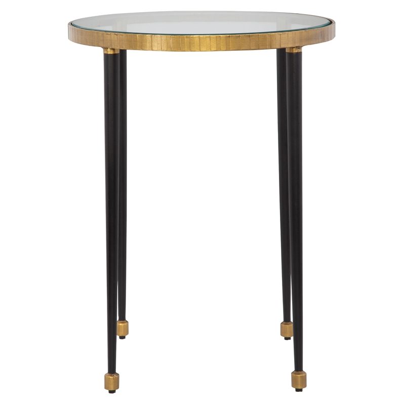 Uttermost Stiletto Contemporary Iron Metal/Glass Side Table in Gold/Black