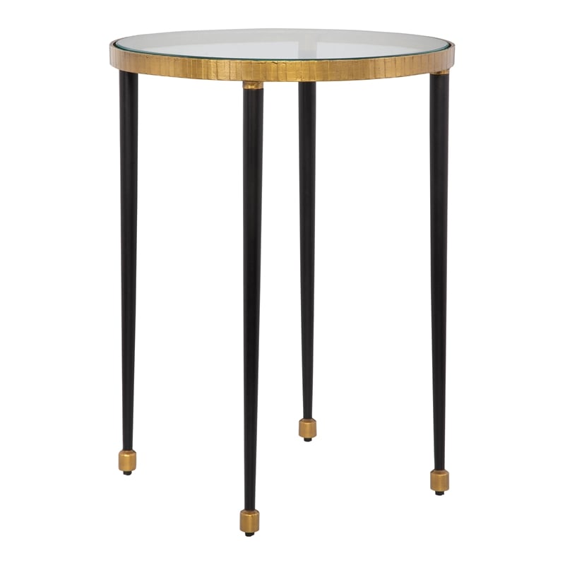 Uttermost Stiletto Contemporary Iron Metal/Glass Side Table in Gold/Black