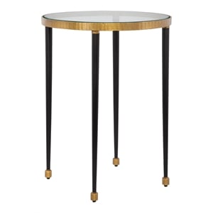 Uttermost Stiletto Contemporary Iron Metal/Glass Side Table in Gold/Black