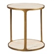 Uttermost Clench Contemporary Stone & Metal Side Table in Beige/Brass