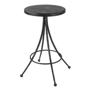 Uttermost Sona 26&quot Farmhouse Iron Metal/Pine Counter Stool in Matte Black