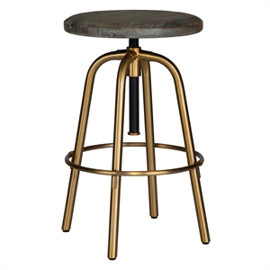 Uttermost Revolve 24&quot Stainless Steel/Wood Adjustable Bar Stool in Brass/Walnut