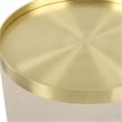 Uttermost Circuit Contemporary Faux Leather/Metal Accent Table in White/Brass