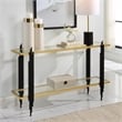 Uttermost Empire Contemporary Iron Metal/Glass Console Table in Gold/Clear