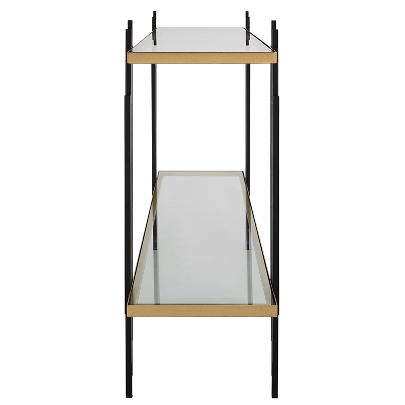 Uttermost Empire Contemporary Iron Metal/Glass Console Table in Gold/Clear