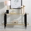 Uttermost Empire Contemporary Iron Metal/Glass Console Table in Gold/Clear