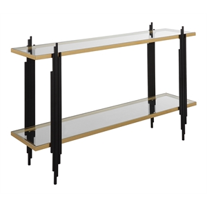 Uttermost Empire Contemporary Iron Metal/Glass Console Table in Gold/Clear