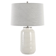 Uttermost Odawa Coastal Ceramic Table Lamp with Fabric Shade in Off White/Nickel