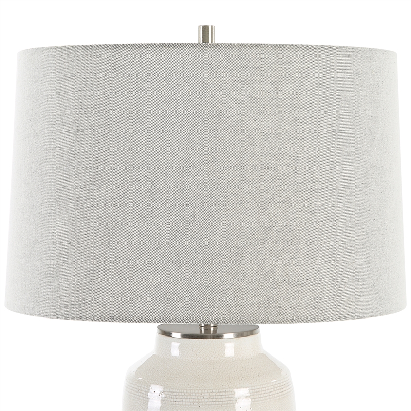 Uttermost Odawa Coastal Ceramic Table Lamp with Fabric Shade in Off White/Nickel