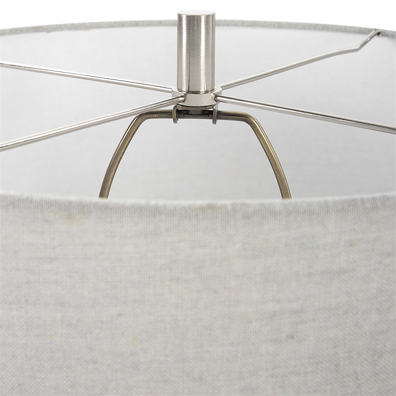 Uttermost Odawa Coastal Ceramic Table Lamp with Fabric Shade in Off White/Nickel