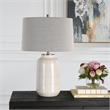 Uttermost Odawa Coastal Ceramic Table Lamp with Fabric Shade in Off White/Nickel