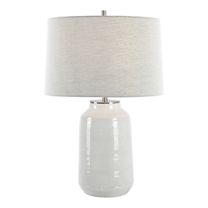 uttermost odawa coastal ceramic table lamp with fabric shade in off white/nickel