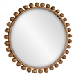 Uttermost Cyra Contemporary Glass & Mahogany Wood Beaded Round Mirror in Walnut